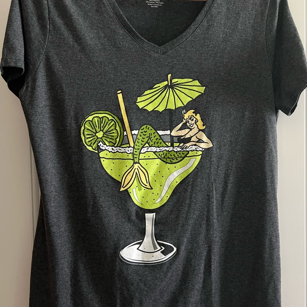Graphic Charcoal Tee with Lime Green Design